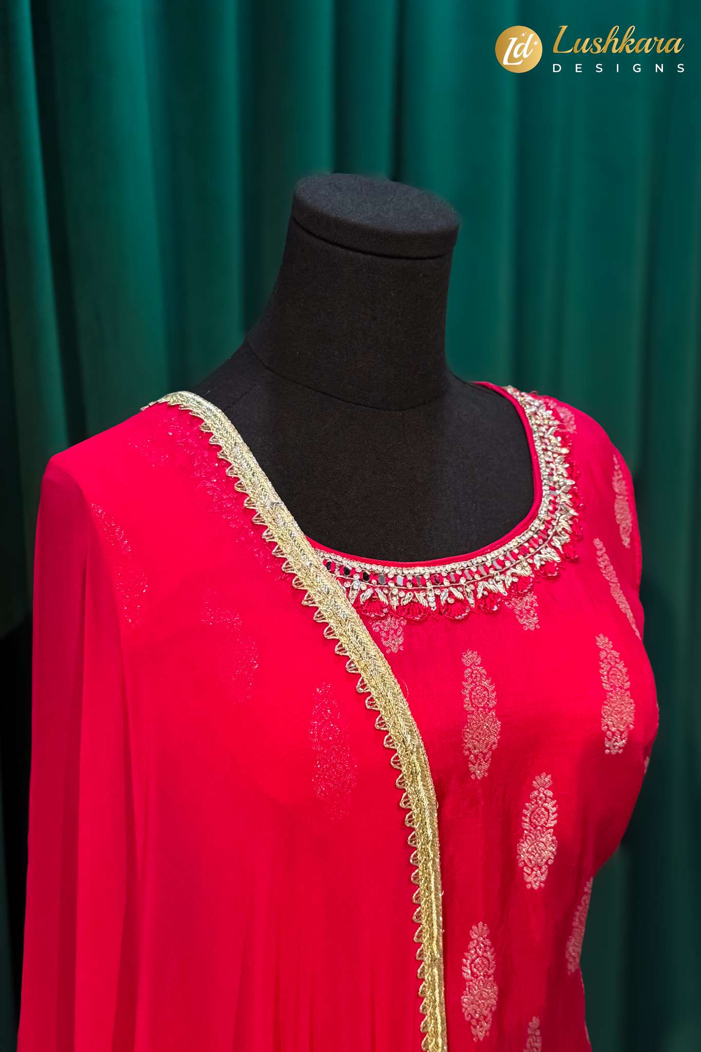 Lushkara Pink Embroidered Sharara Set - Image 3