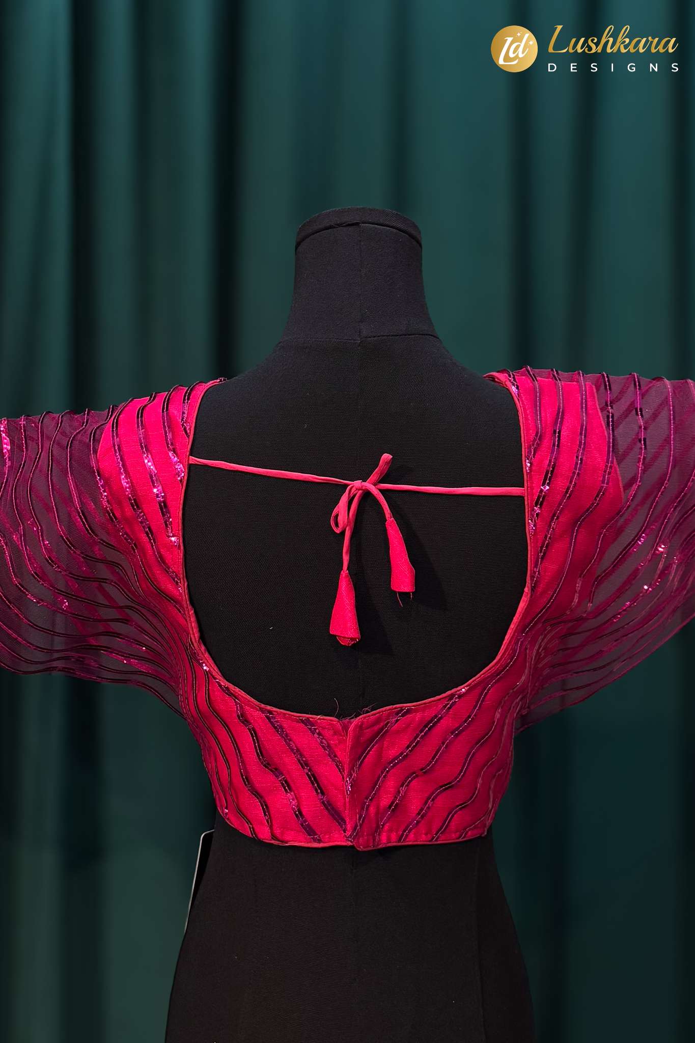 Lushkara Deep Magenta Sequin Striped Blouse