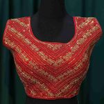 Lushkara Red Zari Chevron Embroidered Blouse