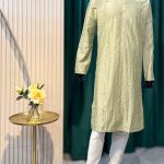 Lushkara Pastel Green Embroidered Mens Kurta Set