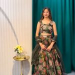 Lushkara Olive Green Floral Printed Lehenga Set