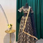 Lushkara Navy Blue Gold Embroidered Lehenga Set