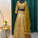 Lushkara Golden Embroidered Lehenga Set