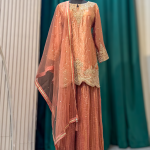 Peach Embroidered Sharara Set