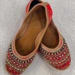 Lushkara Red Bridal Stone & Mirror Work Jutti