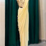 Ivory Draped Saree with Embellished Corset Blouse