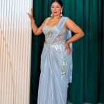 Silver Ready-to-Wear Saree with Embellished Corset Blouse