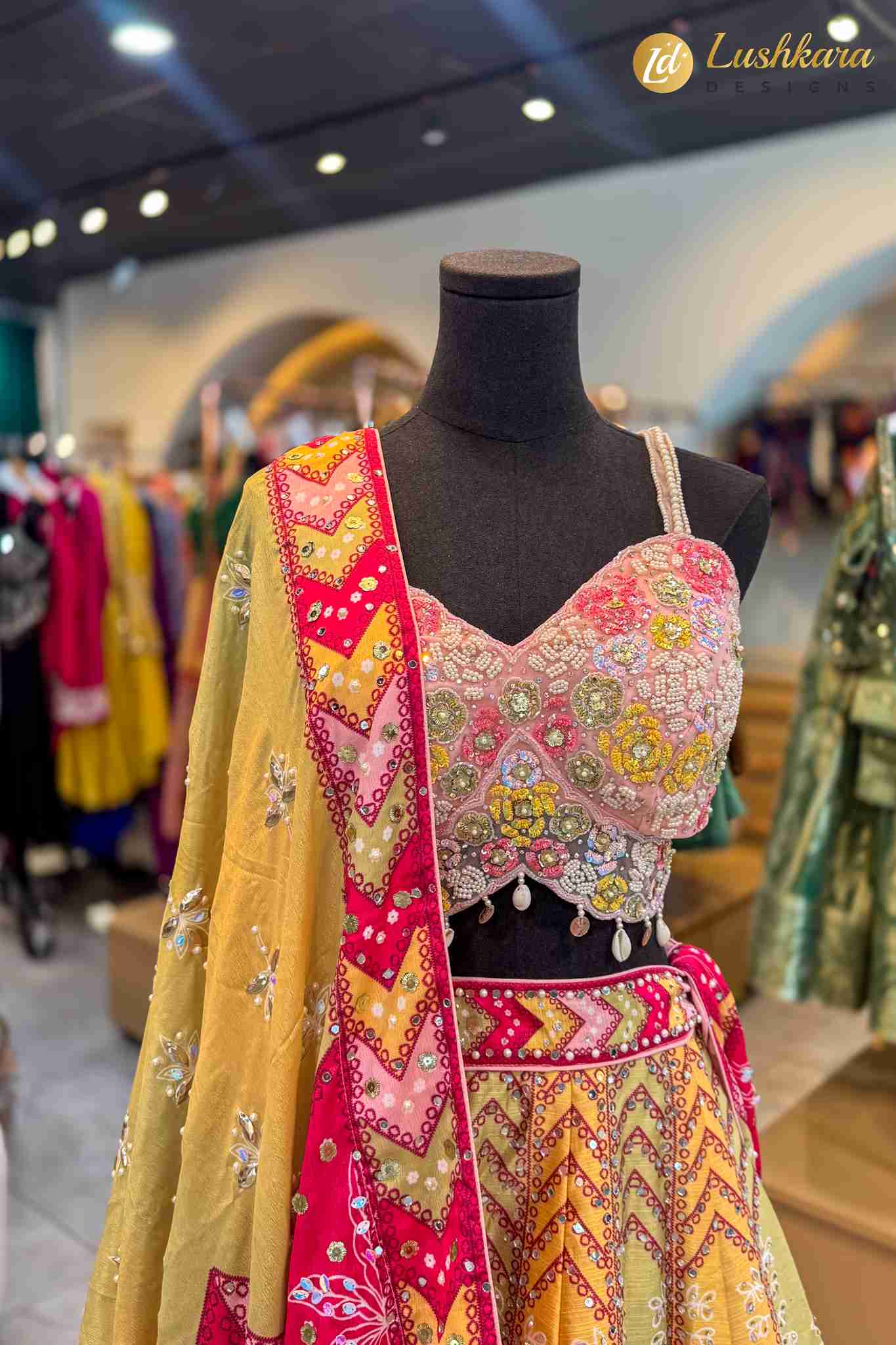 Multicolor Patchwork Printed Lehenga Set with Embellished Blouse - Image 2