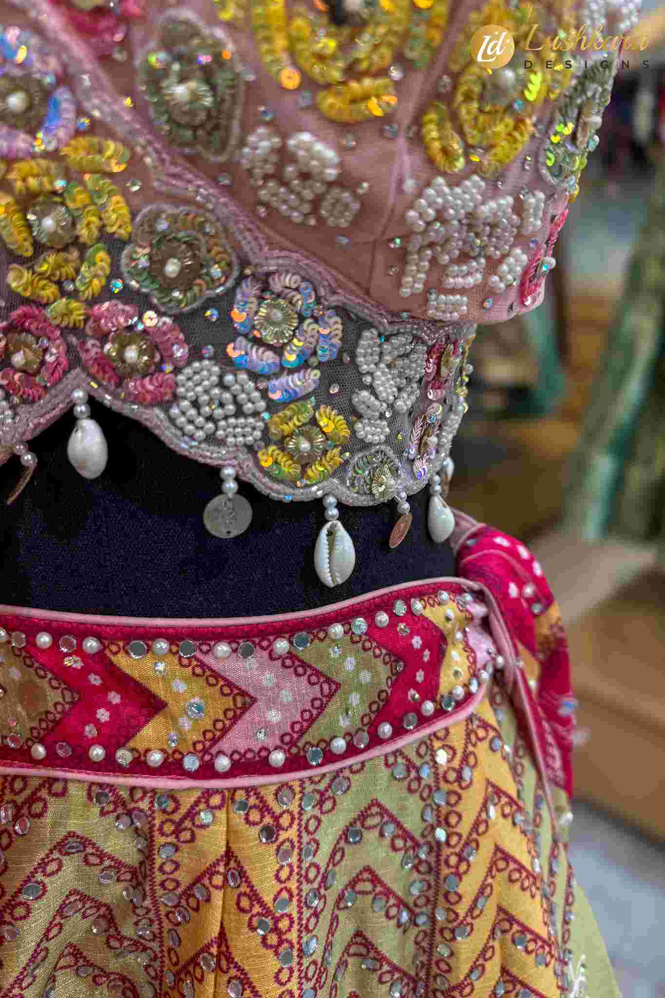 Multicolor Patchwork Printed Lehenga Set with Embellished Blouse - Image 4