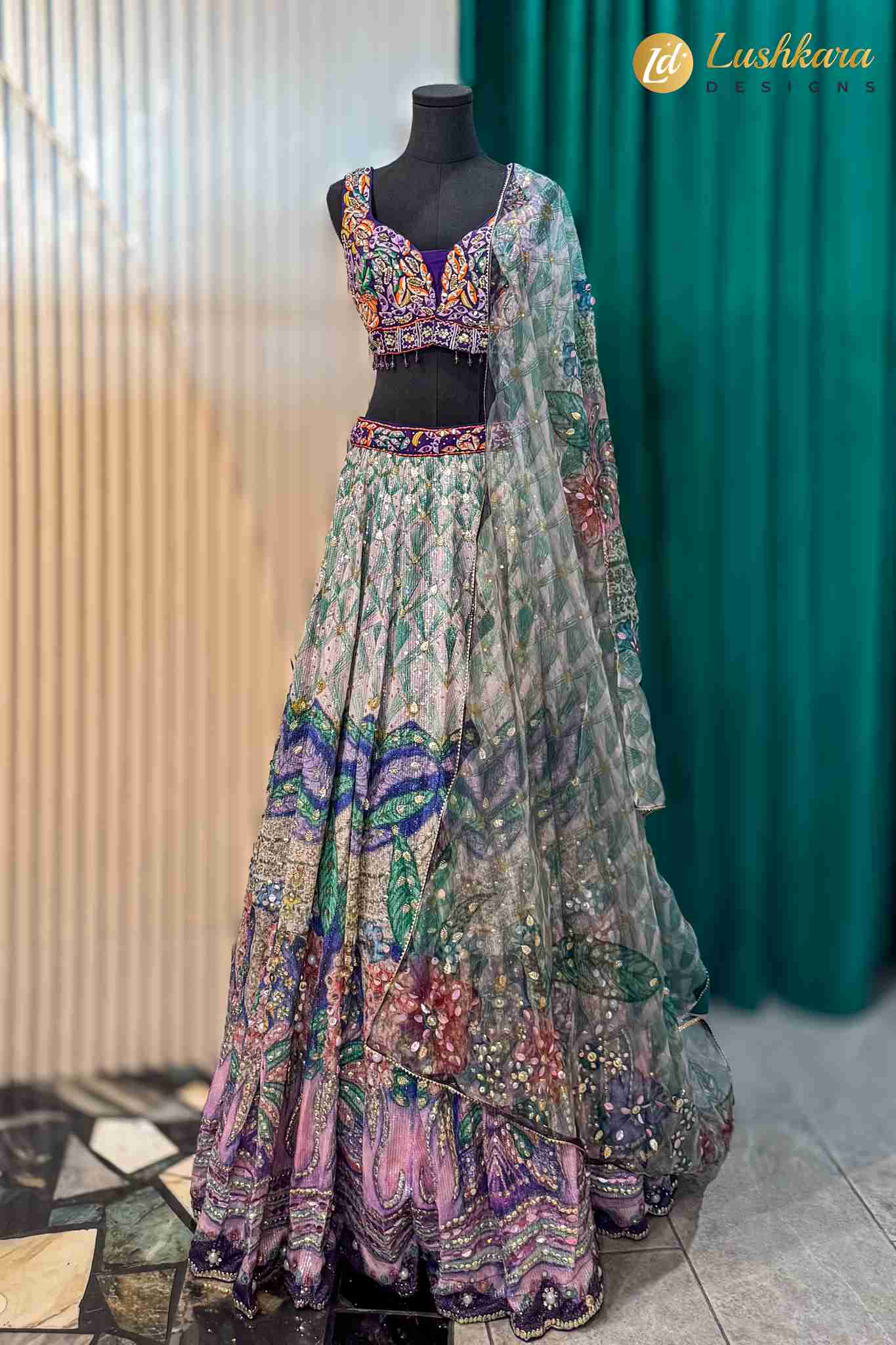 Floral Printed Designer Lehenga Set with Dupatta