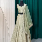 Sage Green Embroidered Bridal Lehenga Set with Dupatta