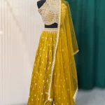Mustard Yellow Embroidered Lehenga Set