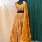 Burnt Orange Embroidered Lehenga Set with Designer Blouse