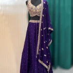 Royal Purple Embroidered Lehenga Set with Designer Blouse