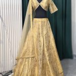 Gold Paisley Brocade Lehenga Set