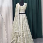 Light Sage Green Embroidered Lehenga
