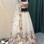 Ivory Multicolor Floral Embroidered Lehenga Set