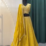 Mustard Yellow Heavy Embroidered Lehenga Set