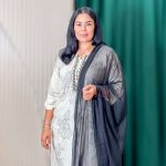 Ivory White Black Floral Printed Kurta Set with Dupatta for Women